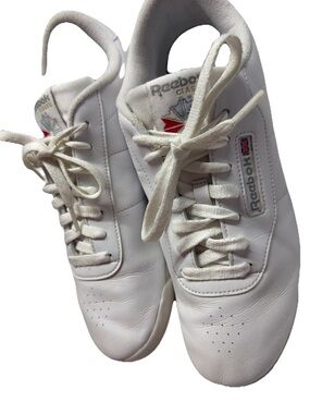 Reebok White Leather Low-Top Sneakers with Red Accent